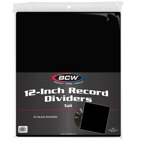 BCW 1-RD12-T-BLK 12-Inch Record Divider - Tall - Black