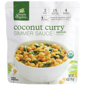 Simply Organic 19628 Coconut Curry Simmer Sauce 6 fl. oz.
