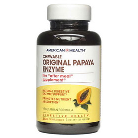 American Health 217197 Chewable Original Papaya Enzyme 250 chewable tablets