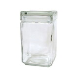 Accessories Square Glass Jar with Glass Lid 48 oz