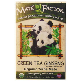 Mate Factor Green Tea Ginseng with Echinacea Yerba Mate Tea 20 tea bags