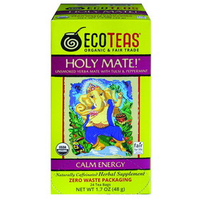 ECOTEAS Holy Mate Unsmoked Yerba Mate with Tulsi 24 tea bags