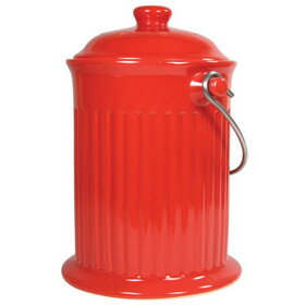 Culinary Accessories Red Ceramic Compost Keeper 1 gallon