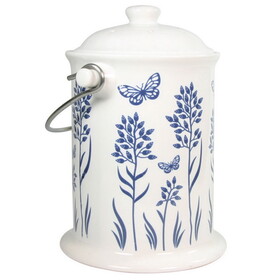 Culinary Accessories Blue Floral Ceramic Compost Keeper 3 quart