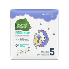 Seventh Generation 226553 Stage 5 (27+ lbs.) Overnight Diapers 20 count