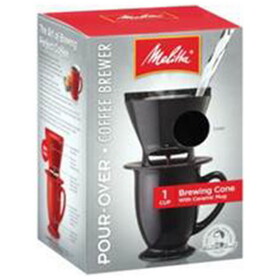 Melitta Black Pour-Over Coffee Brewer Cone with Ceramic Mug 1 cup