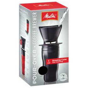 Melitta Black Pour-Over Coffee Brewer Cone with Travel Mug 1 cup