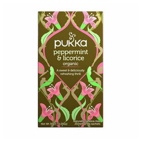 Pukka 228884 Organic Peppermint & Licorice Herbal Tea 20 tea sachets