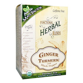 Mate Factor Ginger Turmeric with Black Pepper Herbal Tea Blend 20 tea bags