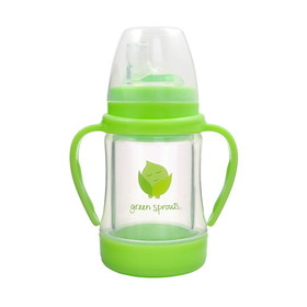 green sprouts 232639 Lime Glass Sip & Straw Cup 4 oz.