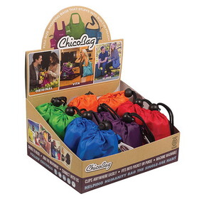 Chicobag Assorted Colors Original 10 Pack Reusable Shopping Bags with Display Box 17" x 15"