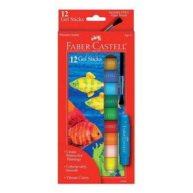 Faber Castell Gel Sticks + Paint Brush 12 Count (Ages 5+)