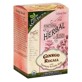 Mate Factor Organic Ginkgo Recall with Turmeric and Gotu Kola Tea 20 tea bags