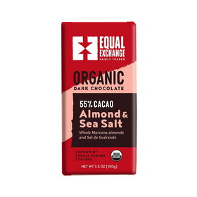 Equal Exchange Organic Dark Chocolate Almond & Sea Salt 3.5 oz bar