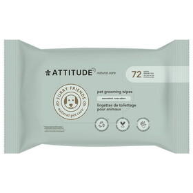 Attitude Unscented Deodorizing Pet Bath Wipes 72 wipes