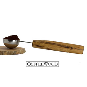 Twin Engine Coffee Origin Creations 9" stainless coffee scoop with coffeewood handle