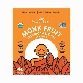 SweetLeaf Organic Monk Fruit Sweetener Powder 40 packets