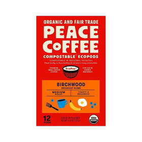 Peace Coffee Birchwood Breakfast Blend 12 count 4.33 oz. pods