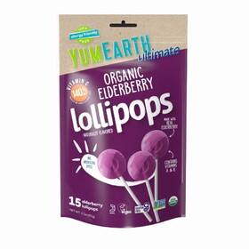 YumEarth Ultimate Organic Elderberry Lollipops 3.3 oz. bag (15 count)