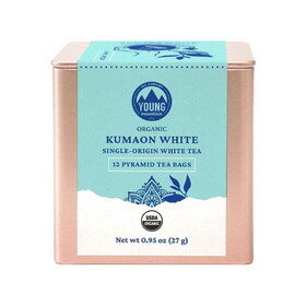 Young Mountain Tea Organic Kumaon White 12 pyramid tea bags in tin