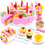 Aspire DIY Happy Birthday Cake Play Food Cutting Sliceable Cake Playset 75 Pcs Set Birthday Gift