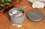 Fox Run 11712 Fox Run 11712 Cement Dual Chamber Salt Cellar, Divided Compartments with Lid and Spoon, 3.75", Slate Grey