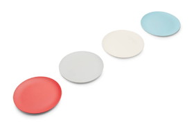 Red Rover 20016 Bamboo Plates Set of 4 Red/White/Grey/Blue