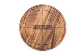 Ironwood Gourmet 28445E332 Multi-Use Circle Serving Board, Acacia Wood, Cheese Engraving