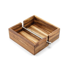 Fox Run 28982 Acacia Wood Napkin Holder with Weighted Stainless Steel Center Bar
