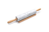 Fox Run 4050 Polished Marble Rolling Pin with Wooden Cradle, 10-Inch Barrel, White
