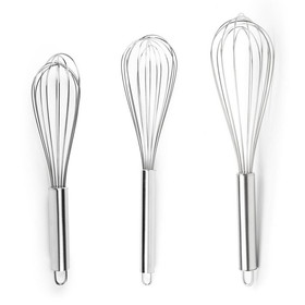 Fox Run 5830 Set of 3 Stainless Steel Wire Balloon Whisks, 8", 10" and 12-Inch