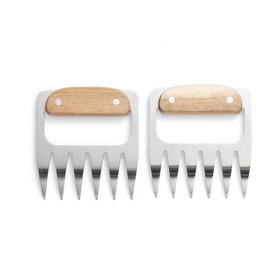 Outset 66606 Stainless Steel Meat Shredding Bear Claws With Acacia Wood Handles