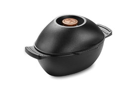 Outset 76495 Cast Iron Seafood and Mussel Pot with Lid for Empty Shells, 2.5 Quart