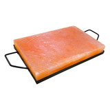 Outset 76513 OUTSET Pink Himalayan Salt Plank with Holder Tray for Cooking, Serving and Cutting Block, 12 x 8 x 1.5 Inch, 17