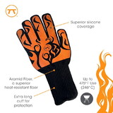 Outset 76558 Orange Flames Grill Glove L/XL