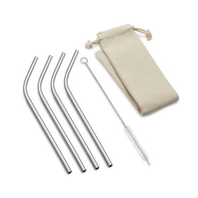 Outset 76622 Outset 76622 Stainless Steel Bent Straws with Natural Bag, Set of 4