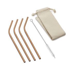 Outset 76626 Outset 76626 Copper Bent Straw with Bag, Set of 4