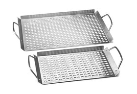 Outset 76630 Outset Stainless Steel Grill Topper Grid, Set of 2, 11 x 7-inch, 11 x 17-inch