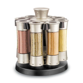 KitchenArt 80070 Elite Auto-Measure Spice Carousel Professional Series, 8 Spice Jars, Silver Satin