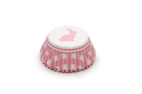 Fox Run 8034 Pink Gingham Bunny Bake Cups, 50 Count