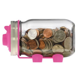 Jarware 82600 Pink Piggy Bank Lid for Regular-Mouth Jars