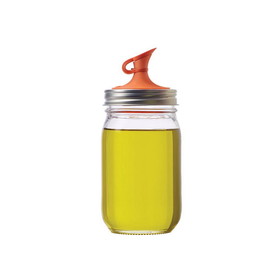Jarware 82640 Oil Cruet Lid with No-Drip Spout for Regular-Mouth Mason Jars, Orange