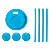 Jarware 82680 Jarware Wide Mouth Silicone Drink Lid with 8-Inch Straws, Mason Jar Attachment, Blue, Set of 8