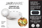 Jarware 82750 Stainless Steel Compost Lid With 4 Charcoal Filters For Wide Mouth Mason Jars,