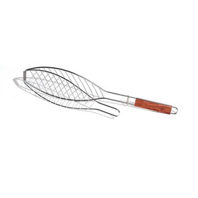 Outset QC70 Fish Grill Basket with Rosewood Handle