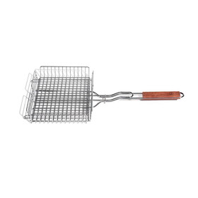 Outset QC71 Chrome Grill Basket with Rosewood Handle