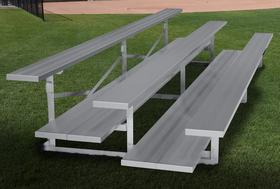 GARED GSNB0308DFLR 3-Row Low Rise Fixed Spectator Bleacher, 12" Plank, 8 Ft, Double Foot Planks