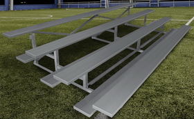 GARED GSNB0408DFLR 4-Row Low Rise Fixed Spectator Bleacher, 12" Plank, 8 Ft, Double Foot Planks