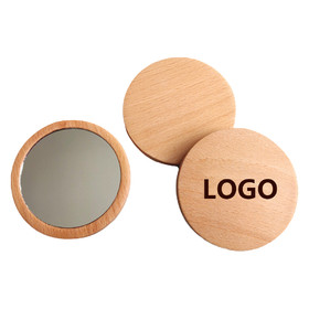 Personalized Wooden Pocket Mirror, Small Round Makeup Mirror