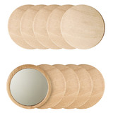 10 Pcs Personalized Wooden Pocket Mirror, Small Round Makeup Mirror
